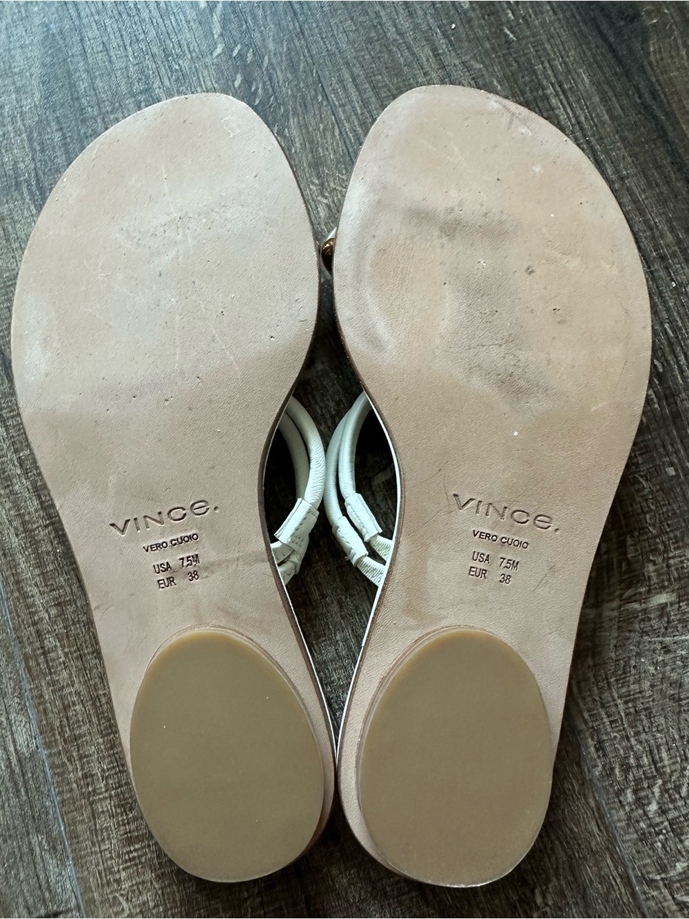 Vince White Strappy Toe-Post Sandals with Gold Accent - Picture 4 of 4